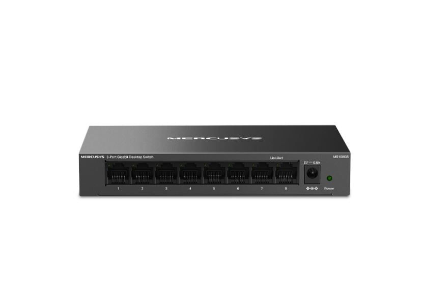 Mercusys MS108GS 8-Port Gigabit Desktop Switch, 8×10/100/1000 Mbps RJ45 port Supporting Auto-MDI/MDIX Mercusys MS108GS 8-Port Gigabit Desktop Switch, 8×10/100/1000 Mbps RJ45 port Supporting Auto-MDI/MDIX